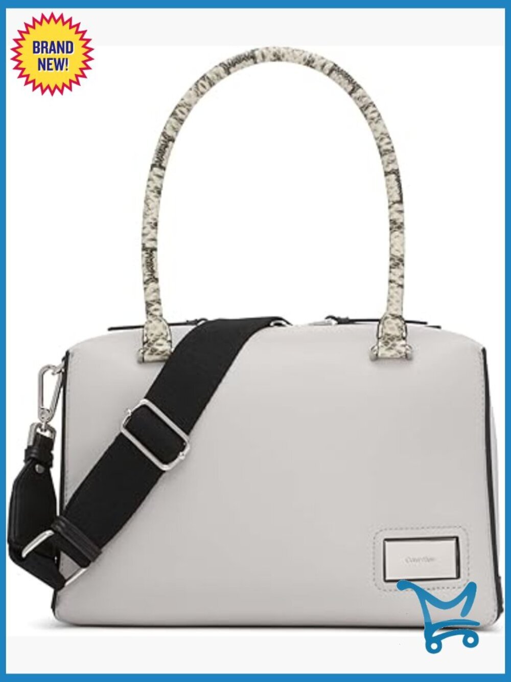 Vegan Leather Satchel with Adjustable Crossbody Strap, Interior Pockets
